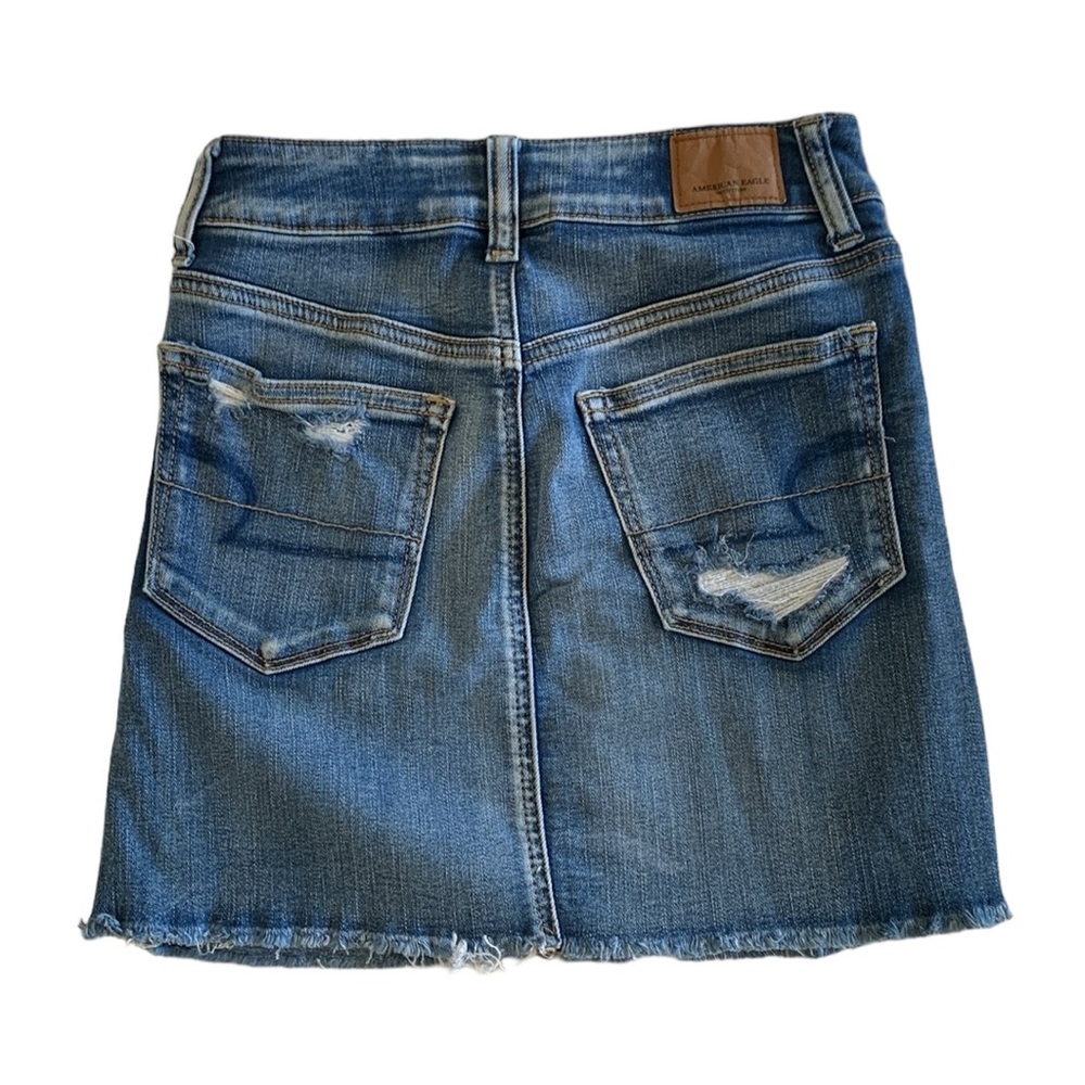 American Eagle Next Level Stretch Distressed Denim Skirt • Size 00 - Picture 4 of 8